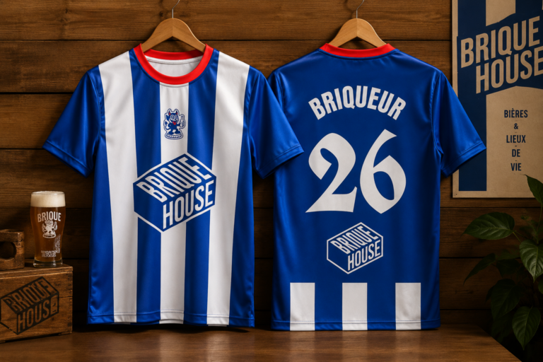 Maillots de football personnalisés pour Brique House : quand une brasserie adopte les codes du foot