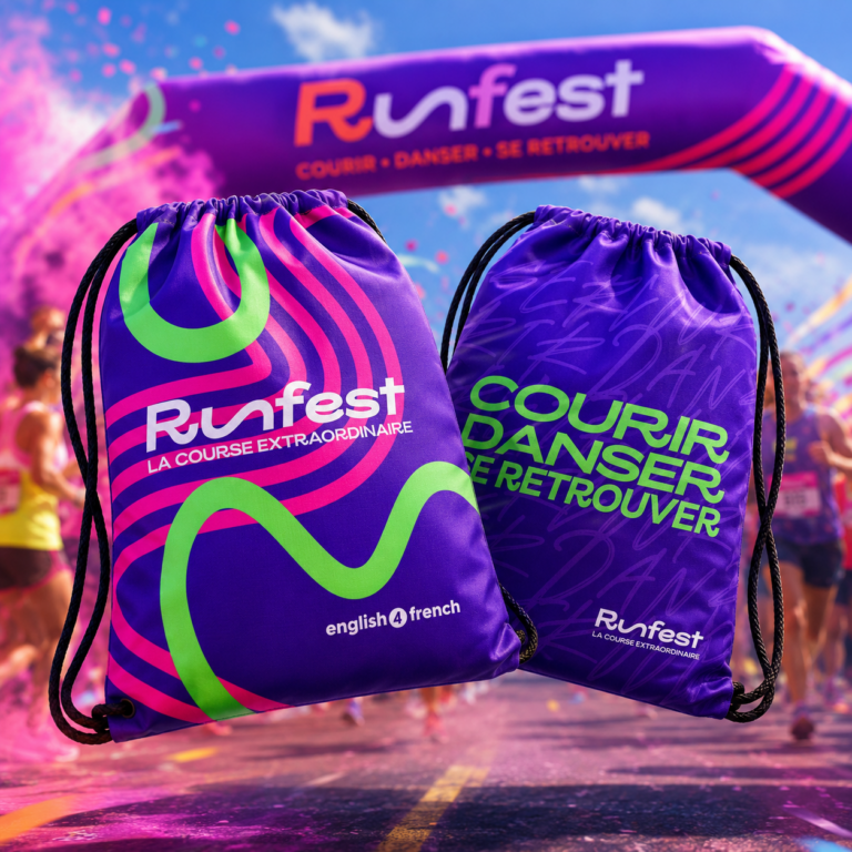 Sacs à cordons personnalisés pour RUNFEST : un produit événementiel pensé pour une vraie utilisation sportive